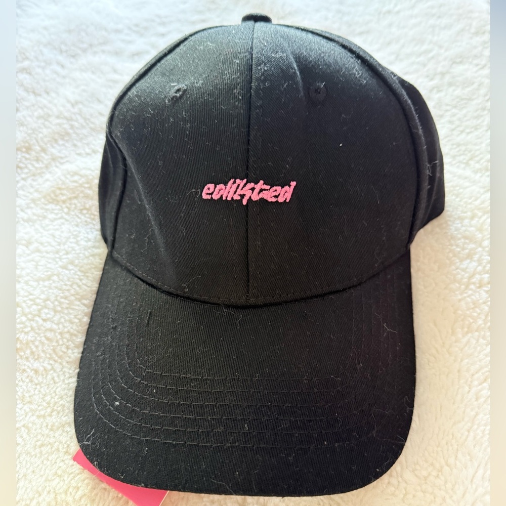 Black Baseball Cap with Pink 'edikted' Embroidery